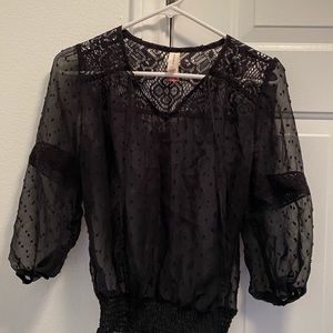 See through 3/4 length sleeve